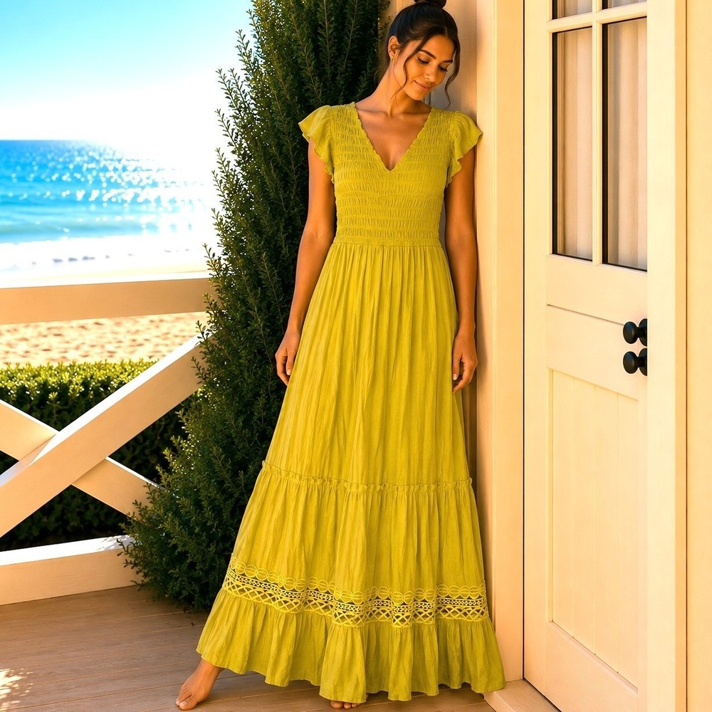 Anthropologie J Gee 2X Maxi Dress Cottagecore Romantic Beach Feminine Coquette